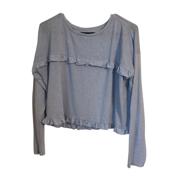 🌹Loft Striped Ruffle Cropped Tee - Picture 3 of 6